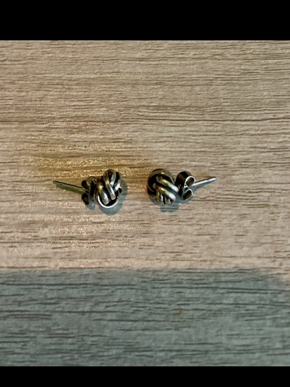 Silver Love Knot Stud Earrings - Picture 6 of 7